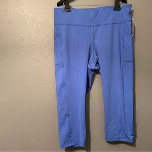 NWT Ideology Sz 1X Women’s Blue Illusion Cropped Leggings Pants w/ Pockets!